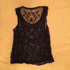 Black Floral Lace Tank